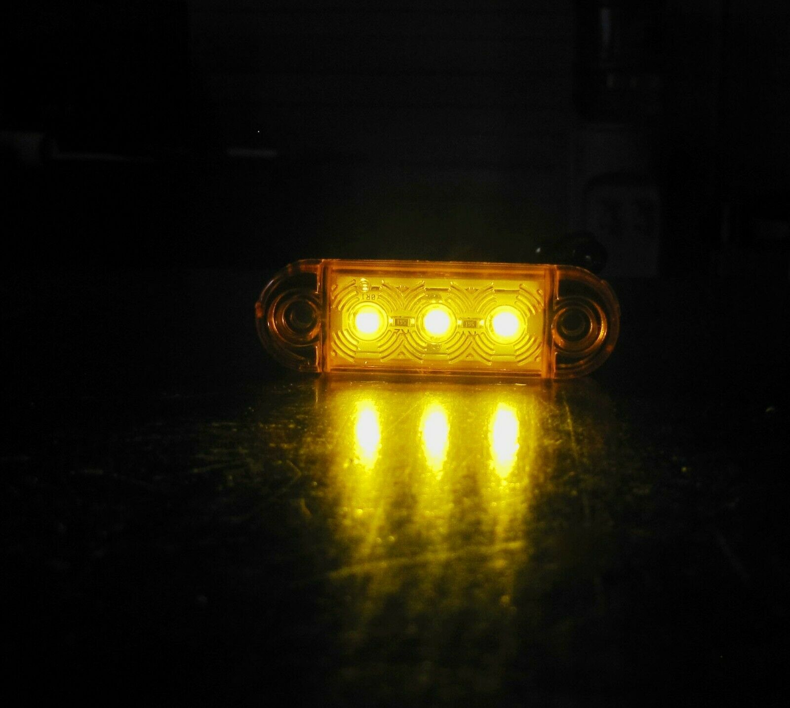 12V-24V - 3 LED страничен маркер токос габарит - за бус платформа камион ремарке автобус - 65 мм х 10 мм - оранжев