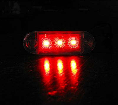12V-24V - 3 LED заден маркер токос габарит - за бус платформа камион ремарке автобус - 65 мм х 10 мм - червен