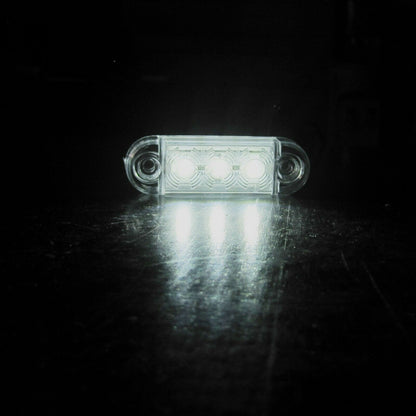 12V-24V - 3 LED преден маркер токос габарит - за бус платформа камион ремарке автобус - 65 мм х 10 мм - бял