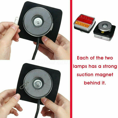 Комплект LED Лед Диодни Стопове 12V с Магнит и Окабеляване, 5 Функции, за Ремаркета, Колесари, Платформи, МПС