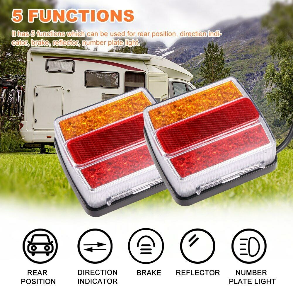 Комплект LED Лед Диодни Стопове 12V с Магнит и Окабеляване, 5 Функции, за Ремаркета, Колесари, Платформи, МПС