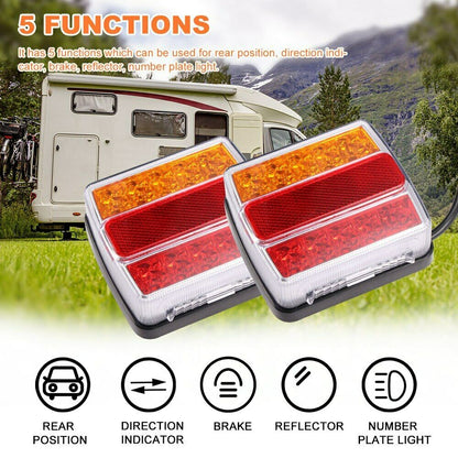 Комплект LED Лед Диодни Стопове 12V с Магнит и Окабеляване, 5 Функции, за Ремаркета, Колесари, Платформи, МПС