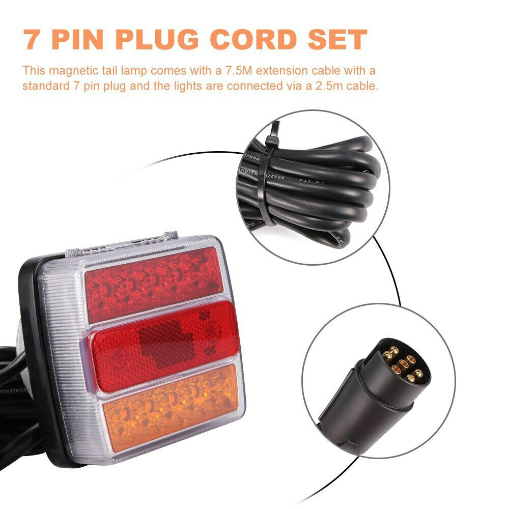 Комплект LED Лед Диодни Стопове 12V с Магнит и Окабеляване, 5 Функции, за Ремаркета, Колесари, Платформи, МПС