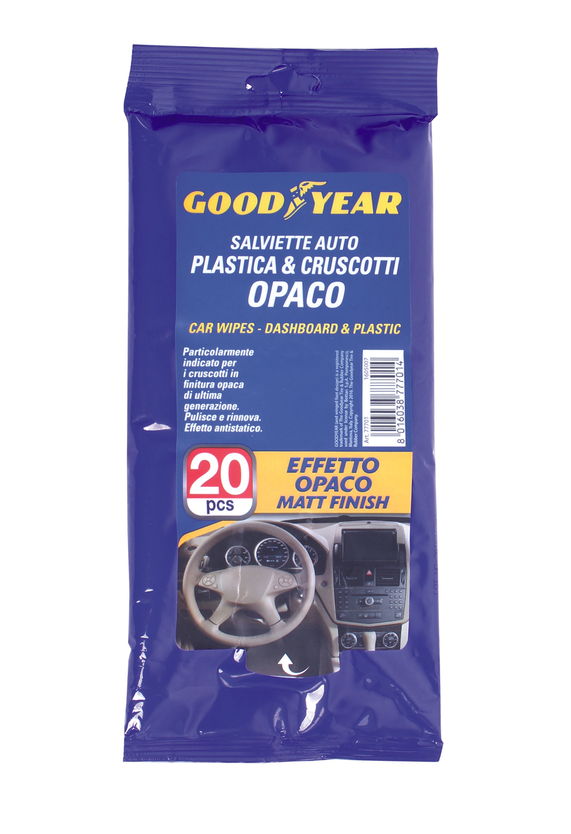 Мокри кърпи за почистване на табло с матов ефект 20 броя Goodyear Гудиър