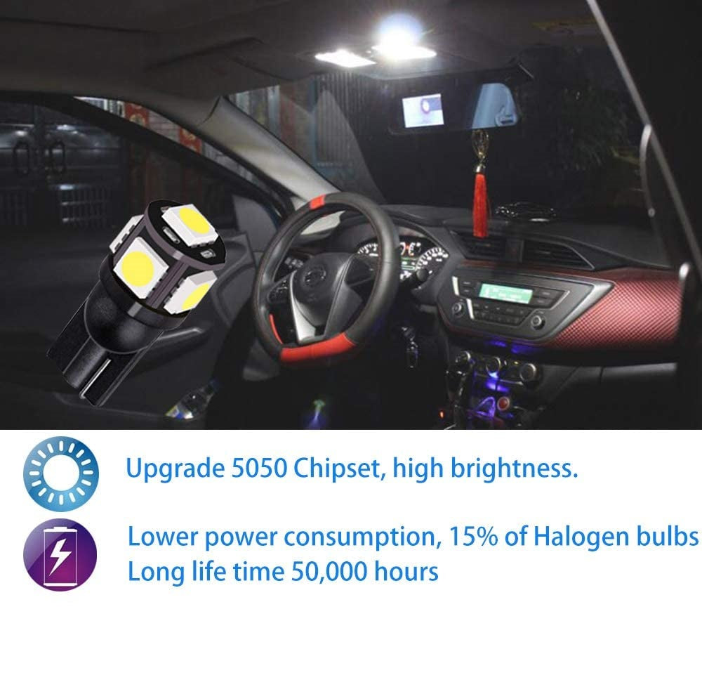 LED Лед Диодни Крушки За Габарит, Т10 W5W, 5 SMD, 12V, Бяла Светлина