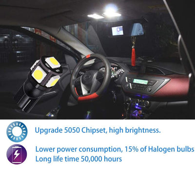 LED Лед Диодни Крушки За Габарит, Т10 W5W, 5 SMD, 12V, Бяла Светлина