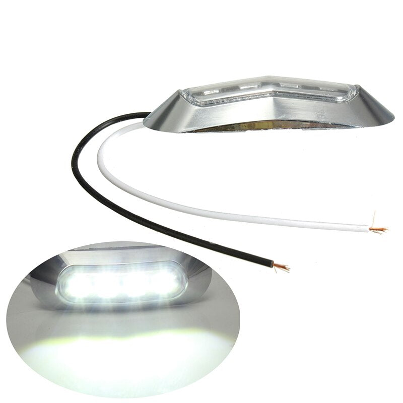 4 LED Светодиоден Габарит, Маркер, Бял, Хромирана рамка, 12V