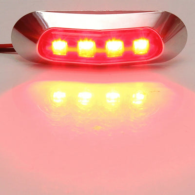 4 LED Светодиоден Габарит, Маркер, Червен, Хромирана рамка, 12V