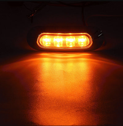 4 LED Светодиоден Габарит, Маркер, Оранжев, Хромирана рамка, 12V
