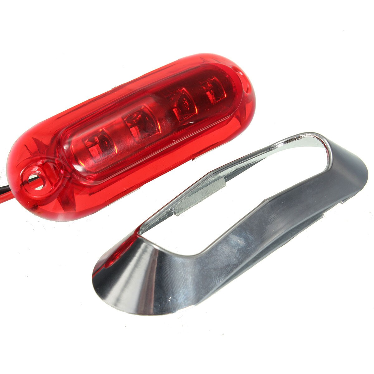 4 LED Светодиоден Габарит, Маркер, 5 цвята, Хромирана рамка, 12-24V, За Автомобил, Бус, Камион, Ремарке и др.