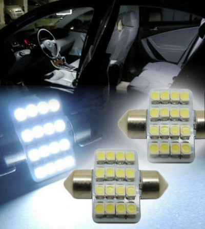 LED Лед Диодни Крушки, 16 SMD 5050 , 31мм, 36мм, 39мм, 41мм, 12V, Бяла Светлина