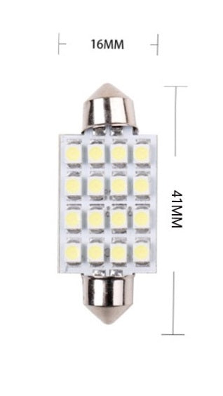 LED Лед Диодни Крушки, 16 SMD 5050 , 31мм, 36мм, 39мм, 41мм, 12V, Бяла Светлина