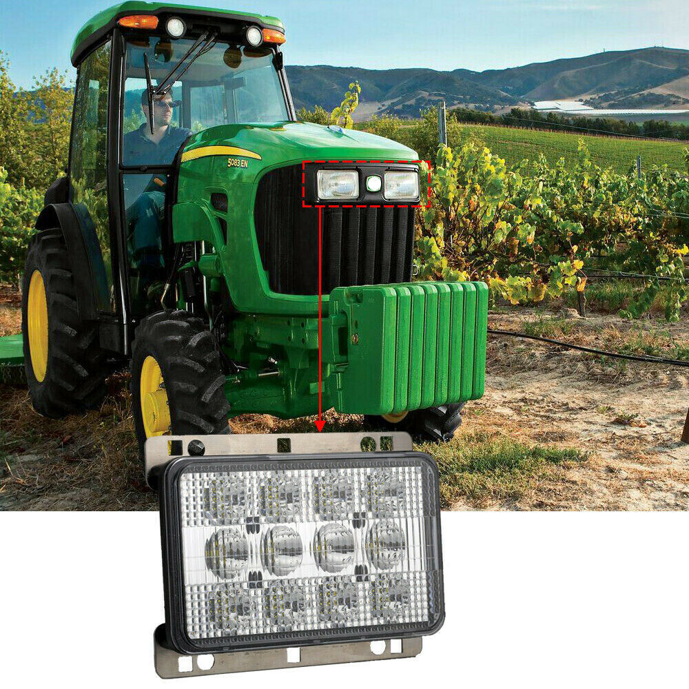 ЛЕД Диоден Халоген LED Фар - 5100lm 16.5cm 60W PRO - Късa/Дълга Светлина - John Deere Странично захващане