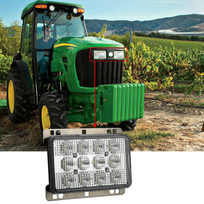 ЛЕД Диоден Халоген LED Фар - 5100lm 16.5cm 60W PRO - Късa/Дълга Светлина - John Deere Странично захващане