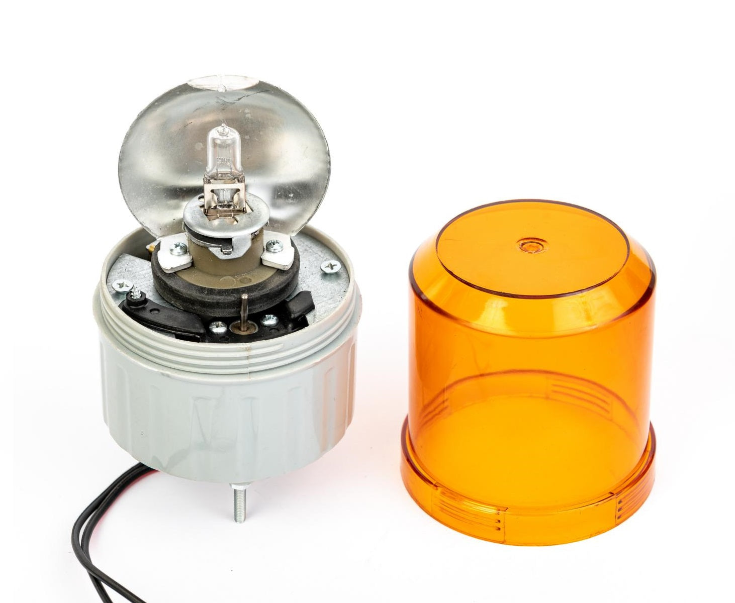 Въртяща Сигнална Аварийна Оранжева Лампа Маяк с Крушка 24V, Ø 84.4mm