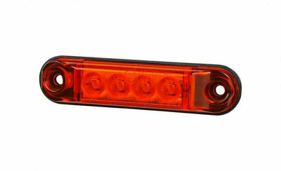 LED Светодиоден Габарит, Маркер, Токос, Червен, Овален, Е-Mark, 4 LED, 12V-24V, 8 см