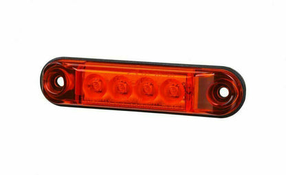 LED Светодиоден Габарит, Маркер, Токос, Червен, Овален, Е-Mark, 4 LED, 12V-24V, 8 см