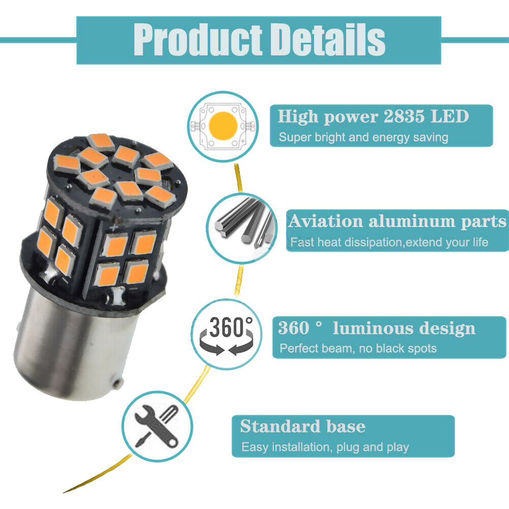 LED Лед Крушки, 30 SMD, BA15S 1156 (P21W), BAU15S 1156 (PY21W), 12V - 24V, Бяла, Оранжева, Червена, Синя Светлина Canbus