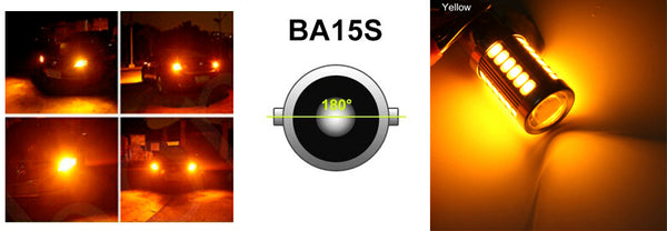 LED Лед Крушки, 33 SMD, С Лупа, BA15S 1156 (P21W), 12V, Оранжева Светлина