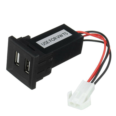 Двойно USB Зарядно за Вграждане за Volkswagen Фолксваген VW Transporter Транспортер Caravelle Каравел Т5 2003 - 2009