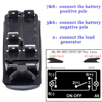 Копче, Бутон, За Вграждане, за LED Лед Бар, Халоген, Светлини, 12V - 24V, Надпис ROOF LIGHTS , Синя Светлина