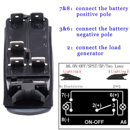 Копче, Бутон, За Вграждане, за LED Лед Бар, Халоген, Светлини, 12V - 24V, Надпис  ROOF LED LIGHT BAR , Синя Светлина
