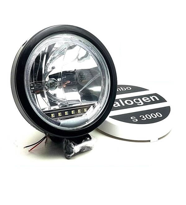 Комплект 2 Броя Халоген, Фар, Ø 225мм, 12V 24V, Крушка H1 + 6 LED ЛЕД Диода, E-Mark, За Камион, Трактор, Багер, Земеделски Машини и др.