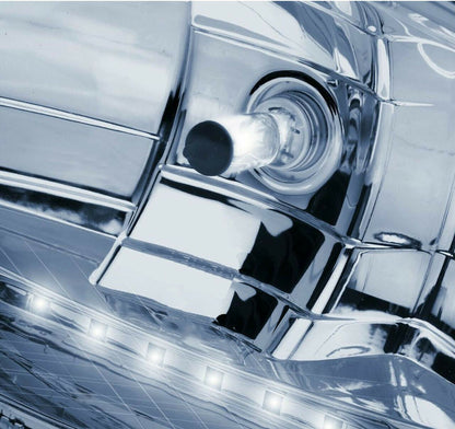 Комплект 2 Броя Халоген, Фар, Ø 225мм, 12V 24V, Крушка H1 + 6 LED ЛЕД Диода, E-Mark, За Камион, Трактор, Багер, Земеделски Машини и др.