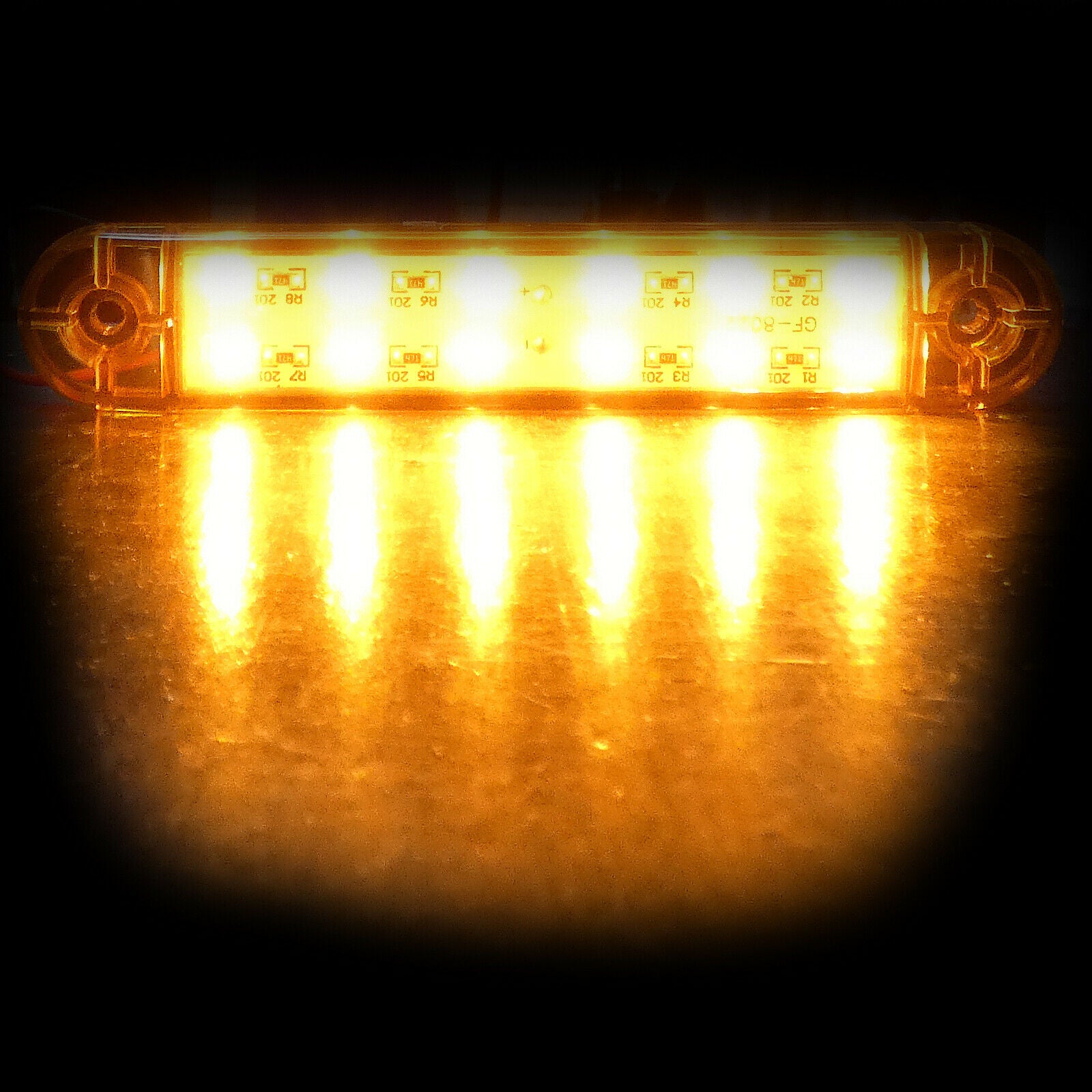 1 брой ЛЕД LED Оранжев Жълт Диоден Маркер Габарит Токос със 12 светодиода за камион ремарке бус ван каравана платформа 24V