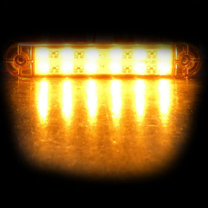 1 брой ЛЕД LED Оранжев Жълт Диоден Маркер Габарит Токос със 12 светодиода за камион ремарке бус ван каравана платформа 24V