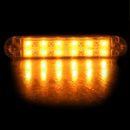 1 брой ЛЕД LED Оранжев Жълт Диоден Маркер Габарит Токос със 12 светодиода за камион ремарке бус ван каравана платформа 24V