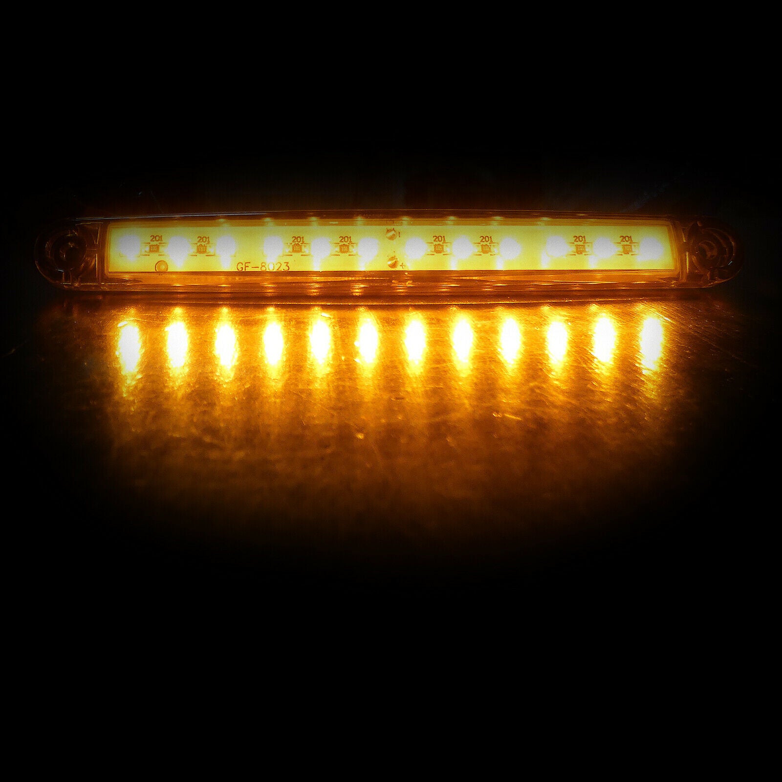 1 брой ЛЕД LED Оранжев Жълт Диоден Маркер Габарит Токос със 12 светодиода за камион ремарке бус ван каравана платформа 24V