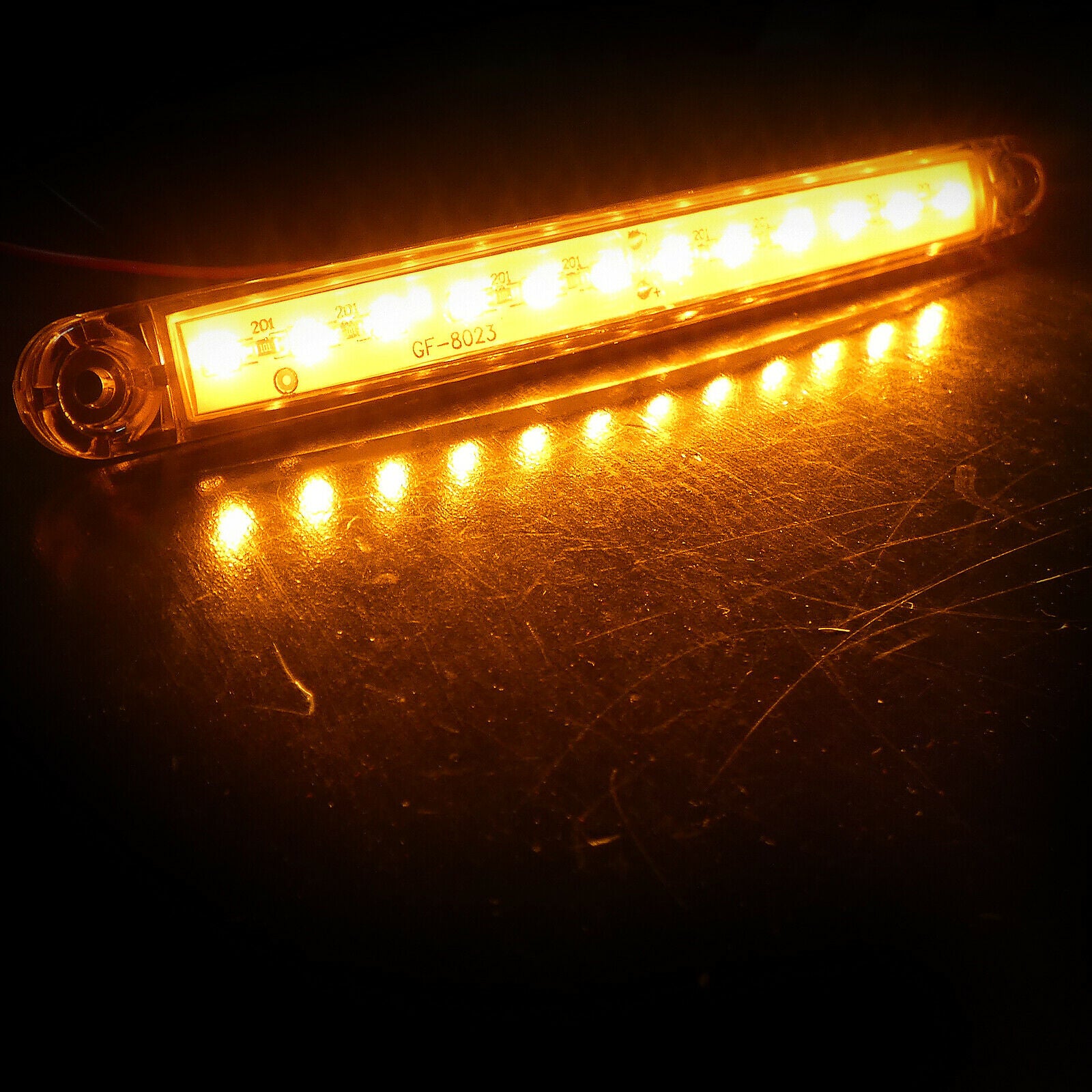 1 брой ЛЕД LED Оранжев Жълт Диоден Маркер Габарит Токос със 12 светодиода за камион ремарке бус ван каравана платформа 24V