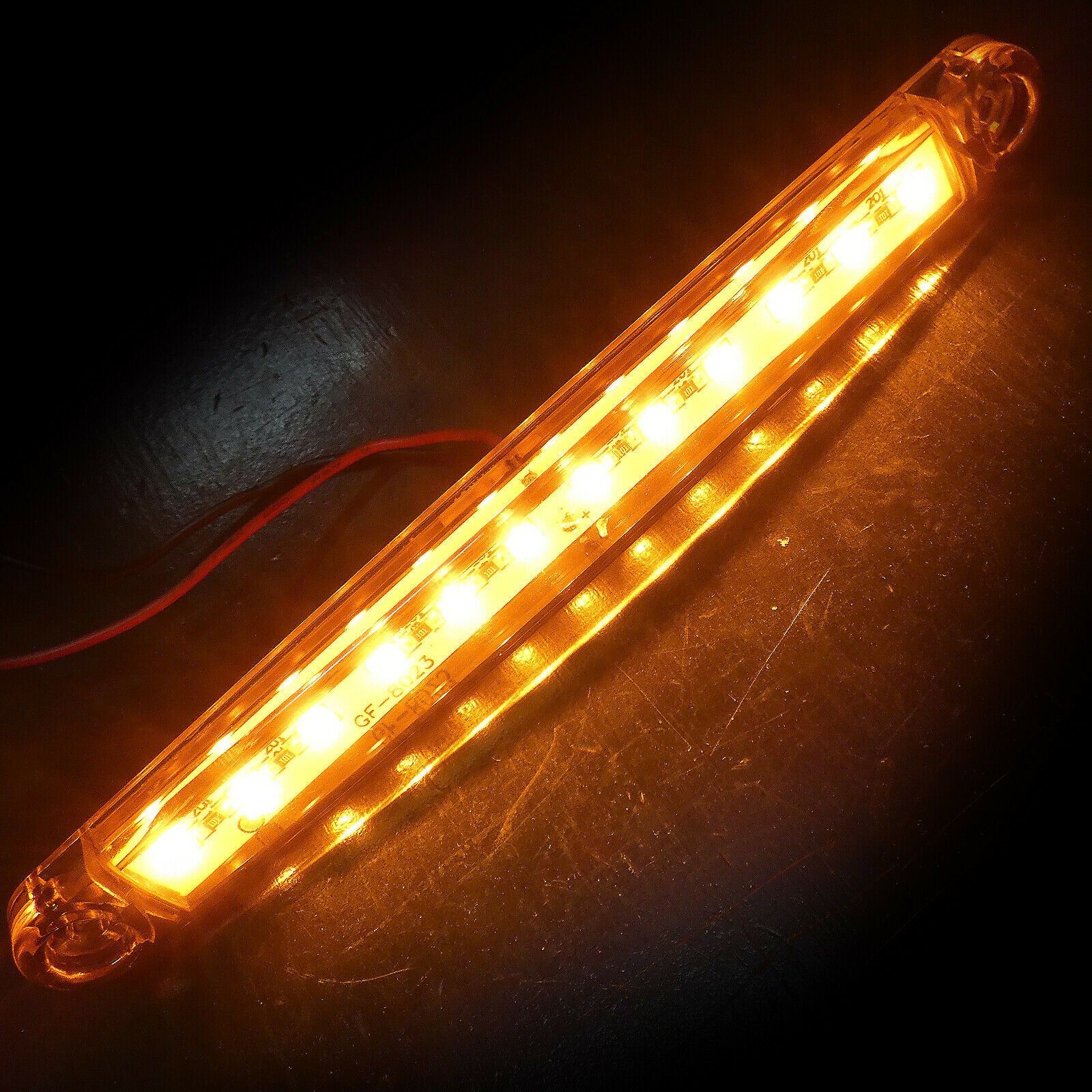 1 брой ЛЕД LED Оранжев Жълт Диоден Маркер Габарит Токос със 12 светодиода за камион ремарке бус ван каравана платформа 24V