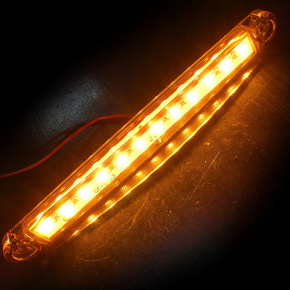 1 брой ЛЕД LED Оранжев Жълт Диоден Маркер Габарит Токос със 12 светодиода за камион ремарке бус ван каравана платформа 24V