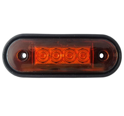 LED Маркер, Диоден Габарит, Токос, Оранжев, 12V-24V, Светлина За Камион, Бус, Ван, Ремарке, Каравана, Извит Гръб за Директен Монтаж на Ролбар, Булбар