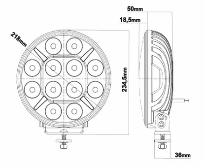 LED Диоден Халоген, Dark knight , Фар, с Жълт, Оранжев Габарит, Ø 218мм, 12V 24V, 12 Диода, За Джип, Камион, Трактор, Багер, Земеделски Машини и др.