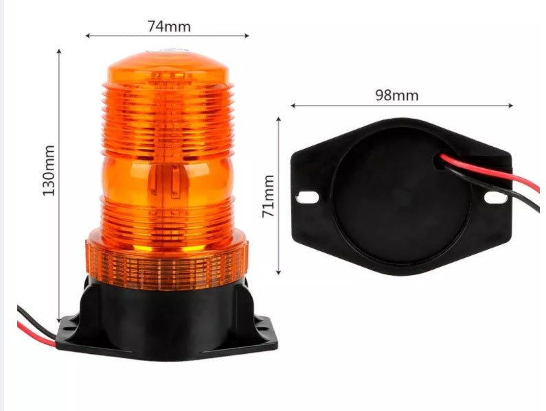 LED Лед Сигнална Аварийна Лампа Маяк Буркан 130mm x 74mm, 12V - 24V, 30 SMD Диода За Трактор, Електрокар, Мотокар, Селскостопански Машини и др.