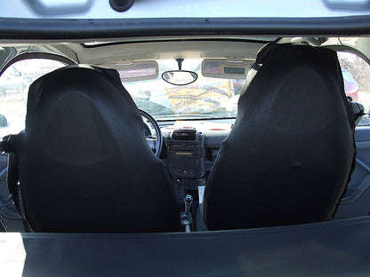 1+1 Калъфи за предни седалки, тапицерия за автомобил Smart Fortwo Смарт Форту, текстил синьо-черно