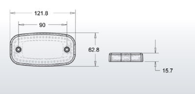 LED Бял Светодиоден Габарит Маткер Токос Неон Ефект, 122mm x 63mm , с Три Функции 12V-24V