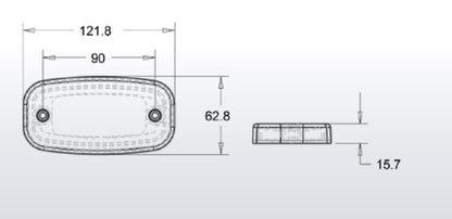 LED Бял Светодиоден Габарит Маткер Токос Неон Ефект, 122mm x 63mm , с Три Функции 12V-24V