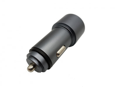 Универсално USB Зарядно За Автомобил, 2x18W, 3 A, Метален Корпус, 12V - 24V, Сребрист Цвят, Подсветка Синя LED Светлина, USB + Type C, Бързо Зареждане