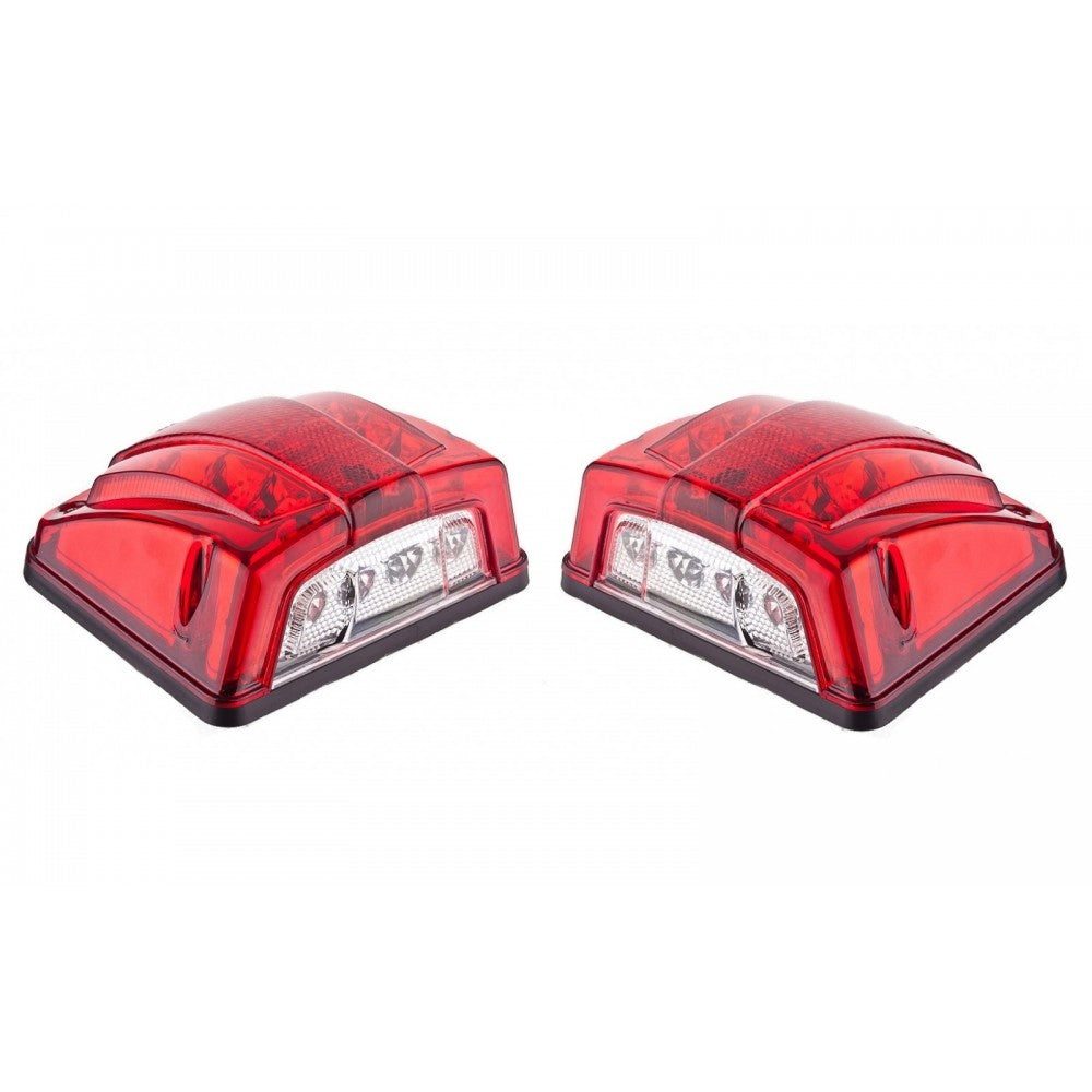Комплект от 2 броя LED ЛЕД Плафон за регистрационен номер червен 12-24V за камион, ремарке, каравана, бус, трактор и др