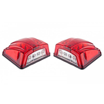 Комплект от 2 броя LED ЛЕД Плафон за регистрационен номер червен 12-24V за камион, ремарке, каравана, бус, трактор и др