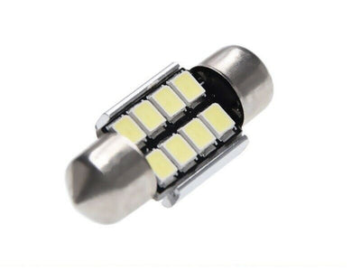 Комплект от 2 броя LED Лед Диодни Крушки 8 SMD 31мм 12V Бяла Светлина в блистер