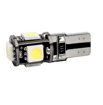 Комплект от 2 броя Лед Крушки За Габарит Т10 W5W LED 5 SMD Canbus 12V Бяла Светлина в блистер