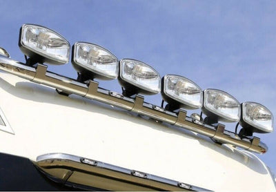1 Брой Халоген Фар 12V-24V с крушка H7 + 6 ЖЪЛТИ LED габаритни светлини E-Mark За Камион Трактор Багер Земеделски Машини и др.