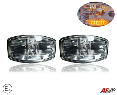 Комплект от 2 броя Халогени Фарове 12V-24V с крушка H7 + 6 ЖЪЛТИ LED габаритни светлини E-Mark За Камион Трактор Багер Земеделски Машини и др.
