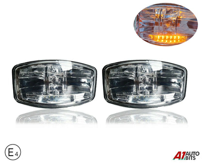 Комплект от 2 броя Халогени Фарове 12V-24V с крушка H7 + 6 ЖЪЛТИ LED габаритни светлини E-Mark За Камион Трактор Багер Земеделски Машини и др.