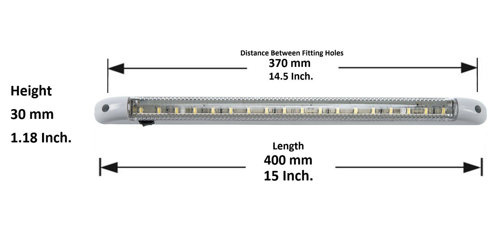 LED Лед Интериорна Диодна Лампа, Тръба, 40см, Зелена Светлина, 24V, За Бус, Камион и др.